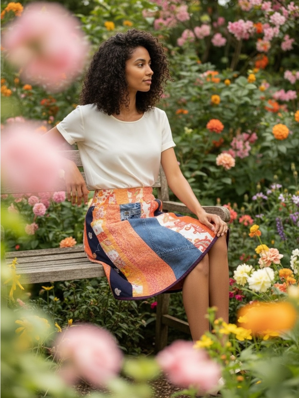 Patchwork Mini Skirt by Uncommon Threads, 
Size 2